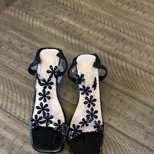 Elegant Black Floral Women's Sandals